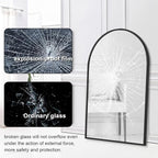 Dewfig Arched Wall Mounted Mirror, Arch Black Mirror - Image 8