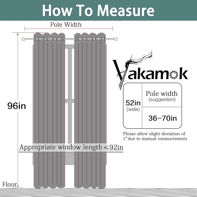 Yakamok 100% Blackout Curtains 96 Inches Long, Total Blackout Lined Curtain - Image 8