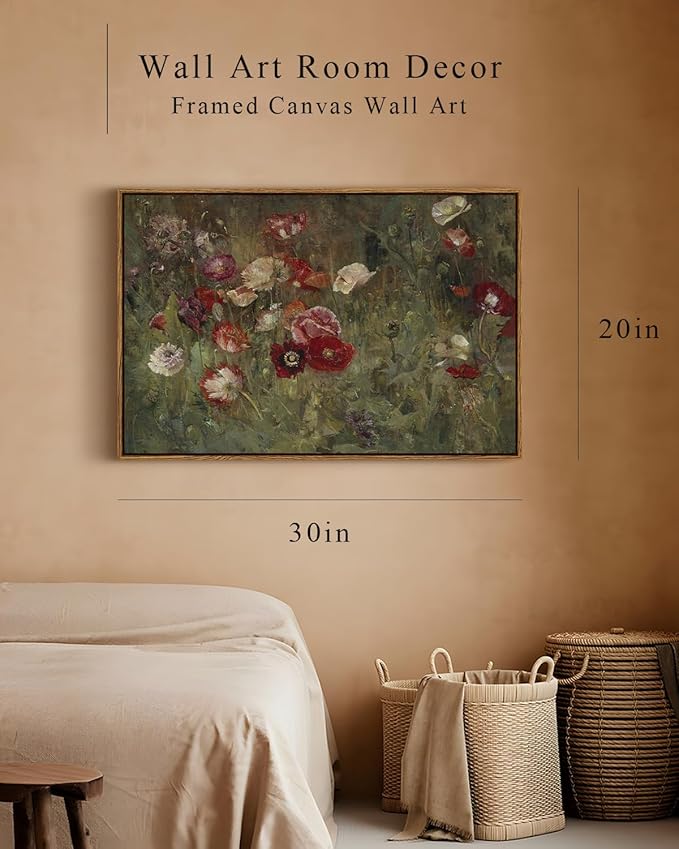 InSimSea Framed Canvas Wall Art Vintage Decor, Flowers Large Wall Art Prints - Image 4