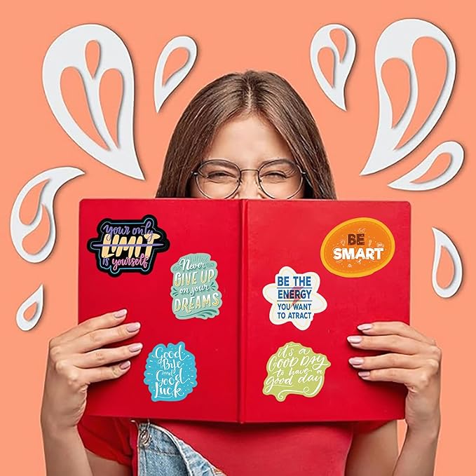 50PC Motivational & Inspirational Stickers for Adults & Teens, Vision Board Supplies, Positive Affirmation & Quote Reward Stickers (Waterproof) for Teachers, Students & Employees