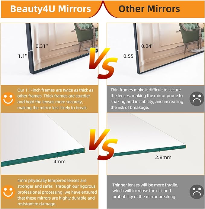 Beauty4U 71" x 32" Full Length Mirror - Image 5
