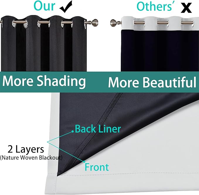 Yakamok 100% Blackout Curtains 90 Inches Long, 2 Thick Layers Heat and Full - Image 5