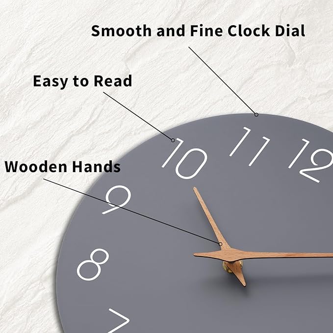 Mosewa Large Wall Clock 16 Inch Gray Modern Silent Non Ticking Battery Operated - Image 9