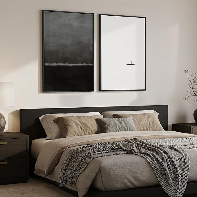Framed Black and White Abstract Wall Art - Image 4
