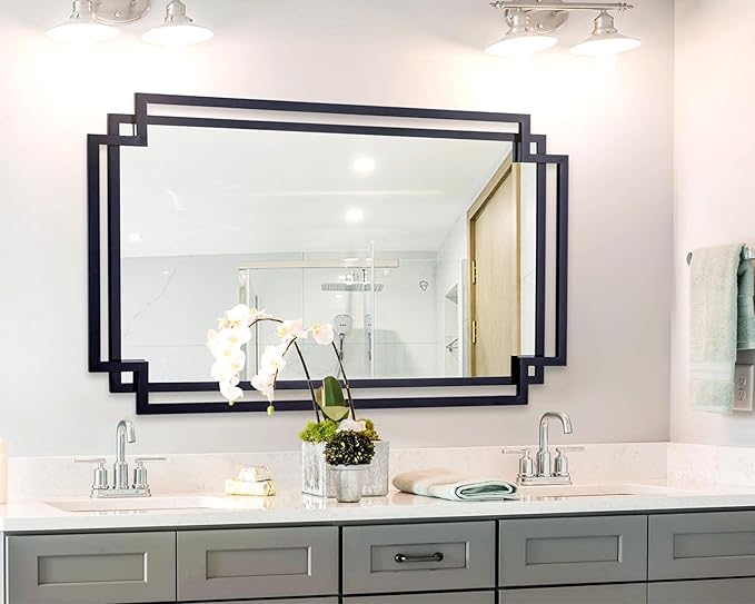 32" x 47" Large Wall Mirror for Living Room Decor, Horizontal/Vertical Hanging - Image 4