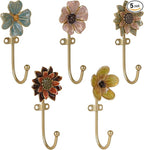 SOFFEE DESIGN Set of 5 Floral Wall Hooks, French Garden Eye-catching Entryway by SOFFEEDESIGN
