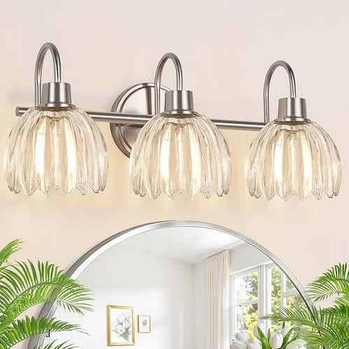 3-Light Bathroom Light Fixtures, Brushed Nickel Wall Lights by Meybiok