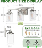 DORESshop 17 Inch Bathroom Light Fixtures, 3-Light Nickel Bathroom Lighting - Image 4