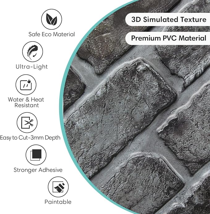 Commomy 3D Brick Wall Panels Peel and Stick - Image 3