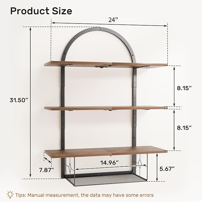 XLHOMO Floating Shelf for Wall- 31.5"x 24" 3+1 Tier Floating Shelves - Image 2