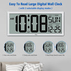 WallarGe 14.5'' Large Digital Wall Clock Battery Operated - Image 2