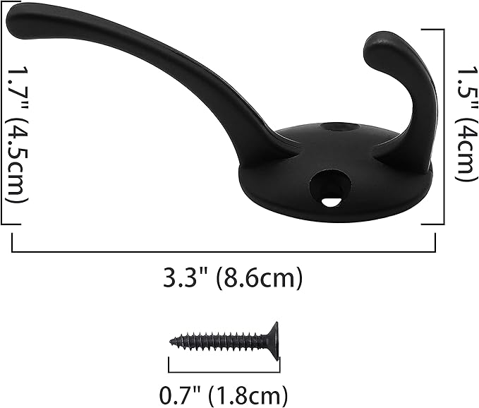 IBosins 12 Pack Black Coat Hooks Wall Mounted - Image 3