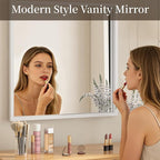 Syndra Square White Wood Frame Bathroom Mirror, Waterproof Slim Deep Frame - Image 4