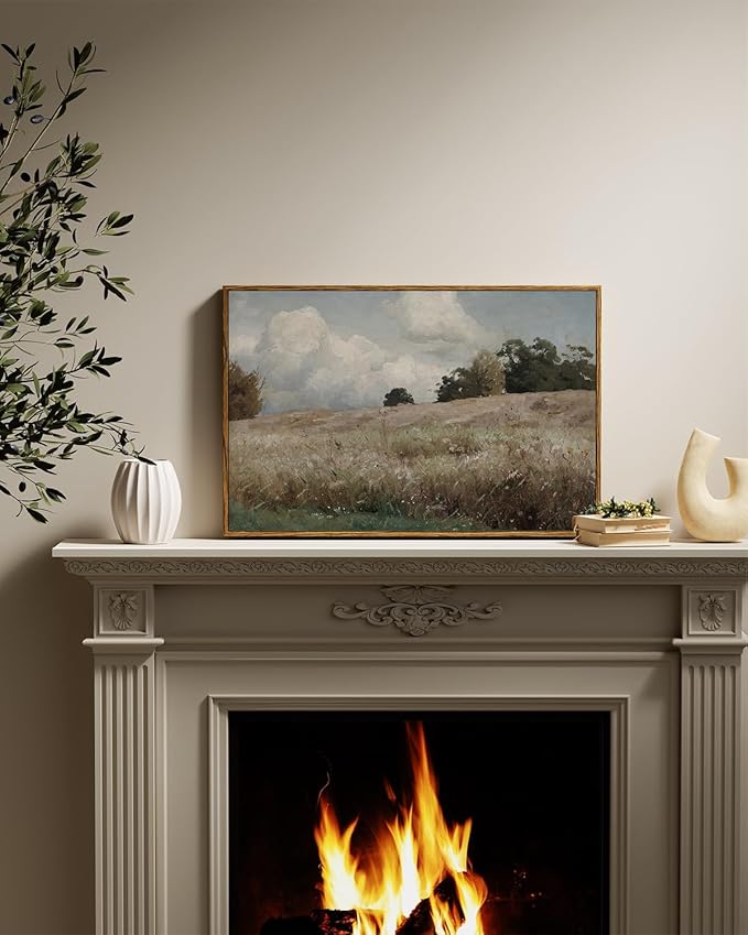 InSimSea Framed Canvas Wall Art Vintage Decor, Farmhouse Scenery Vast Field - Image 3