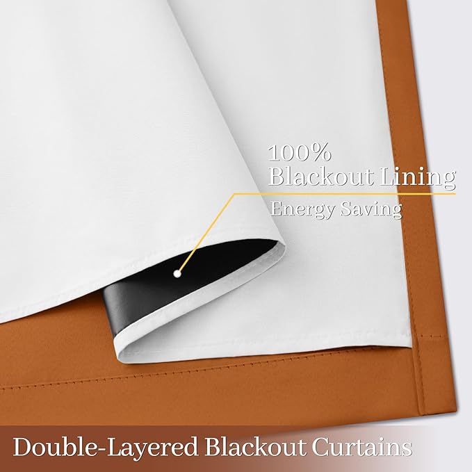 Yakamok 100% Blackout Curtain Panels 84 inches Cold and Light Blocking Drapes - Image 4