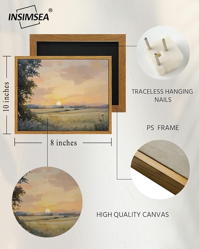 InSimSea Framed Canvas Wall Art, Vintage Wall Decor, Fall Landscape Watercolor - Image 5