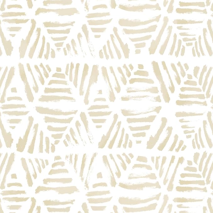 Peel and Stick Wallpaper Boho Wallpaper Geometric Beige and White Contact Paper by Fiula
