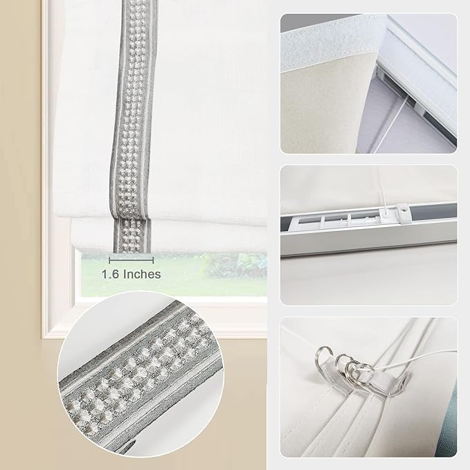 Cordless Roman Shades for Windows, Custom Blackout Light Filtering Roman Window - Image 3