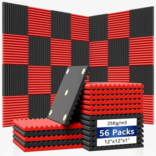 56 Pack Acoustic Foam Panels |1 "x12 "x12" Rapid Recovery Acoustic Wall Panels by Temgcuam