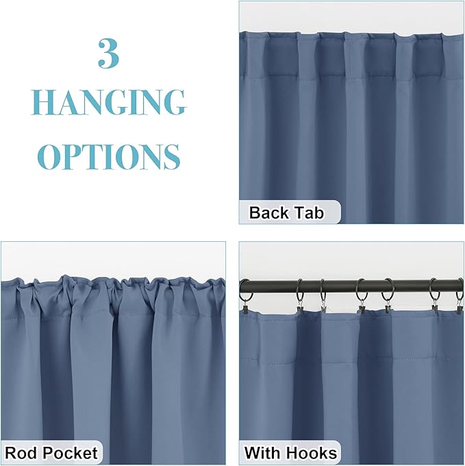 RYB HOME Blackout Curtains for Bathroom, Room Darkening Small Window Decor - Image 6