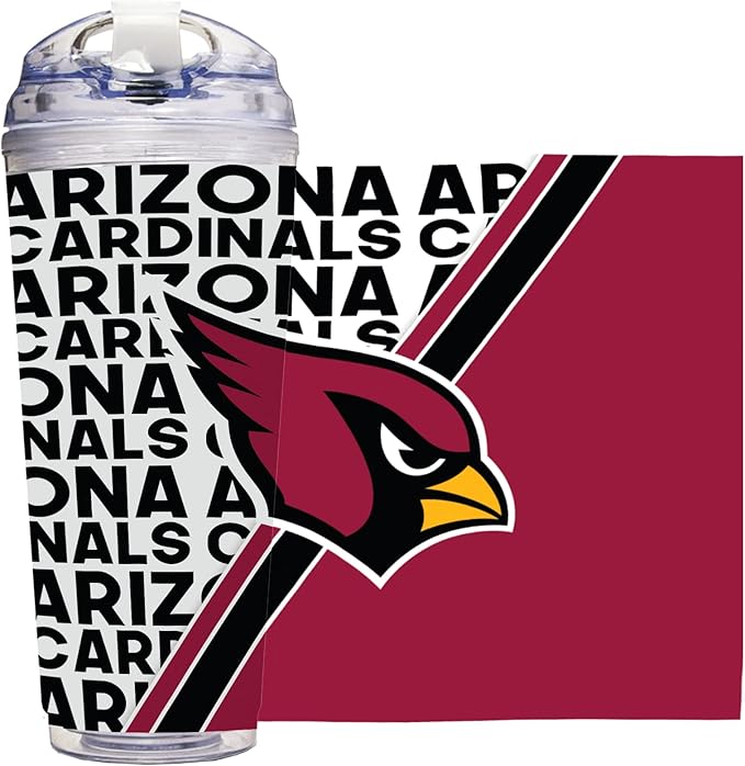 NFL Football 24oz Acrylic Tumbler with Hinged Lid, Officially Licensed Double Wall Tumbler for NFL Fans