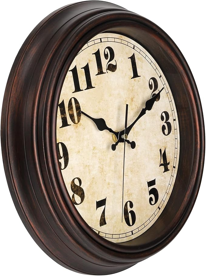 TOPZEA Retro Wall Clock, 12 Inch Silent Non-Ticking Classic Clocks Decorative - Image 2