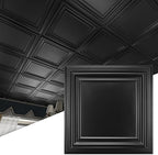 Art3d 12-Pack PVC Drop Ceiling Tiles, 2ft x 2ft, Matte Black by Art3d