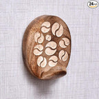 IndianShelf 6 Lb- 24 Pieces Decorative Wood Adhesive Wall Hooks–Boho Peel and by IndianShelf