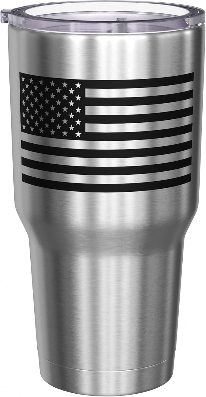 We The People Holsters - Liberty And Justice - Coffee Tumbler - American Flag Coffee Travel Mug - Engraved Tumbler - Double Insulated Tumbler - 30 oz