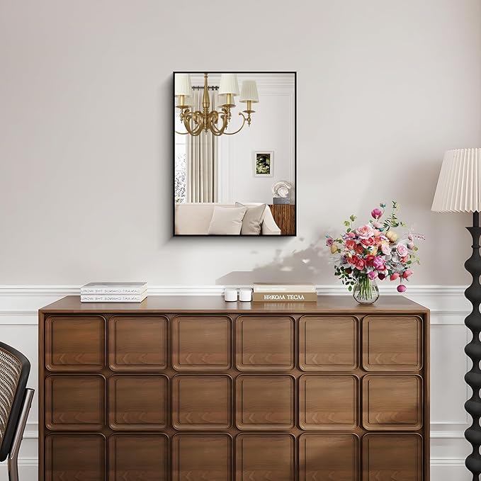 KOCUUY Black Bathroom Mirror, 18x24 Inch Rectangle Mirror - Image 4