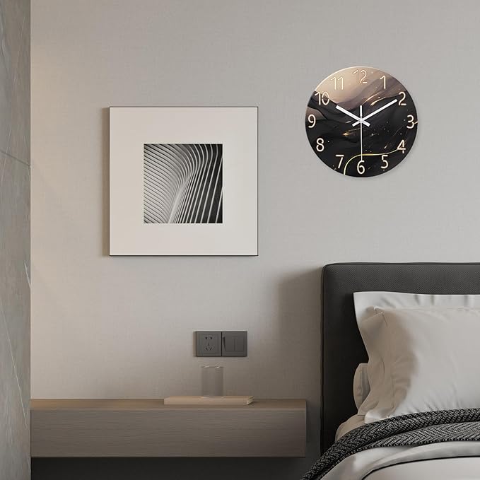 Large Wall Clocks Battery Operated 16 Inch Marble Glass Wall Clock - Image 4