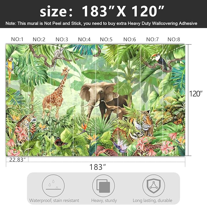 -Green Rainforest Plants Animals Tiger Cloth Wallpaper Jungle Plants Banana - Image 4