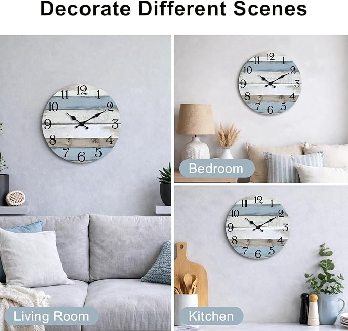 JoFomp 10 Inch Wooden Wall Clocks Battery Operated, Silent Wall Clock Non - Image 4