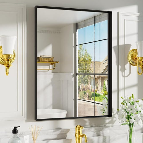 22x30 Inch Bathroom Mirror for Over Sink, Rectangular Black Mirror, Mirrors for by Dimelax