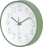 Modern Green Bathroom Wall Clocks 8 Inch Non-Ticking Battery Operated - Image 2