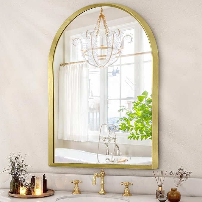 Arch Wall Mirror Aluminum Alloy Frame Bathroom Wall Mirror by HLFMVWE