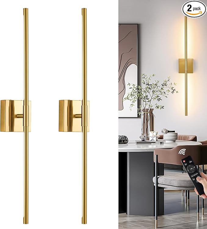 Morauroral 36 Inch Battery Operated Wall Sconces Set of 2, Dimmable Battery by Morauroral