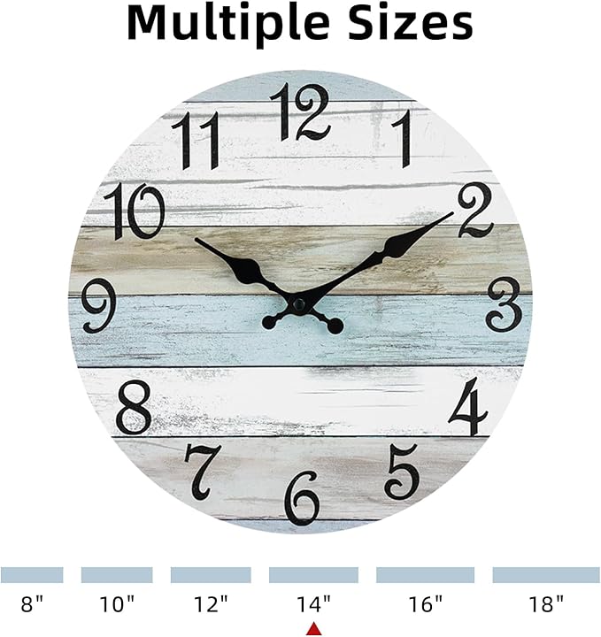 CHYLIN Wall Clock 14 Inch Bathroom Clock, Rustic Wall Clocks Battery Operated - Image 3