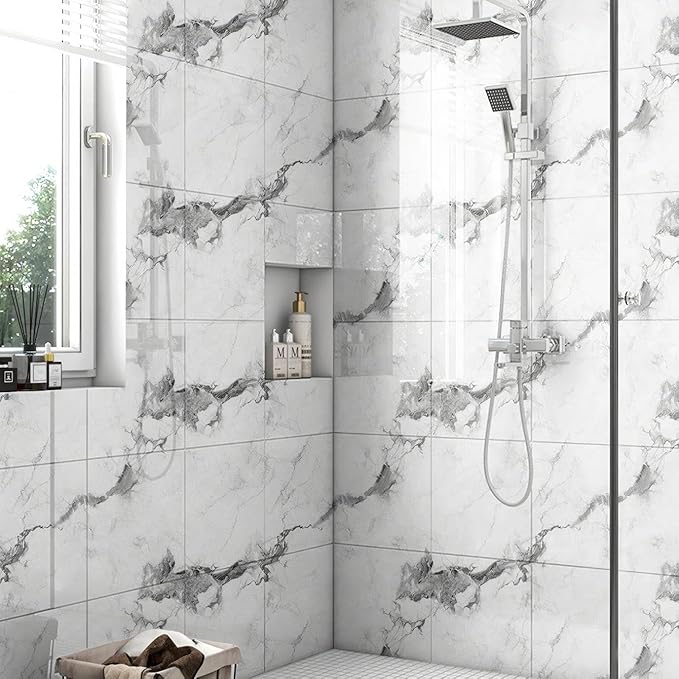Chejiaye 22pcs Marble Peel and Stick Backsplash Waterproof Washroom Wall Panels - Image 2
