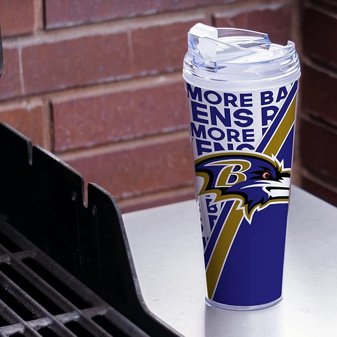 NFL Football 24oz Acrylic Tumbler with Hinged Lid, Officially Licensed Double Wall Tumbler for NFL Fans