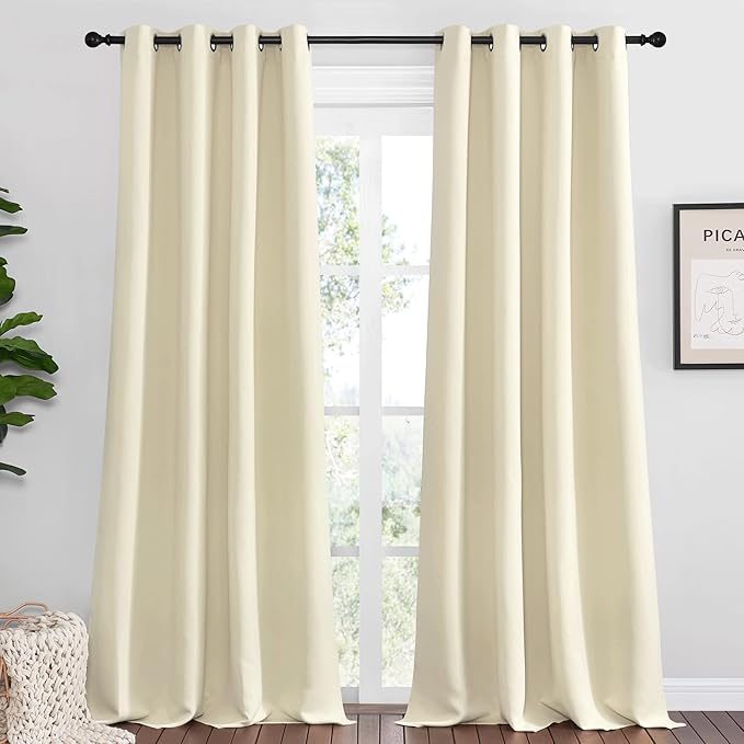NICETOWN Beige Room Darkening Curtains 120" Long by NICETOWN