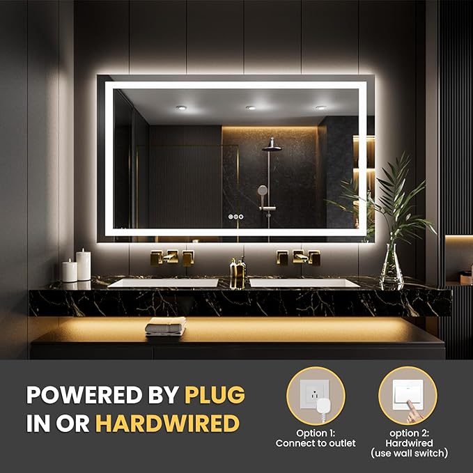 LOAAO 65"x40" LED Bathroom Mirror - Image 6