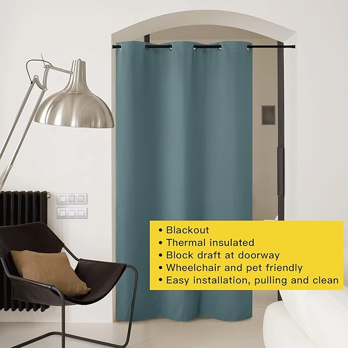 NICETOWN Greyish Green Doorway Curtain Privacy, Door Cover Curtain, Sound - Image 8
