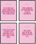 Locomiss Pink Christian Wall Art Decor Posters, Modern Bible Verse Prints by Unknown