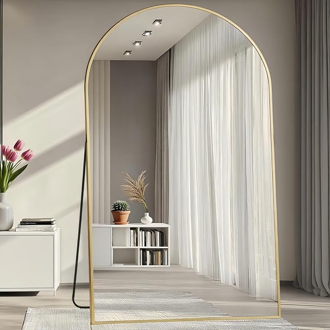 Prywot Full Length Mirror, Oversized 81"x41" Arched-Top Floor Mirror, Free - Image 2