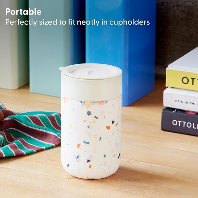 W&P Porter Ceramic Mug w/ Protective Silicone Sleeve, Mint 16 Ounces | On-the-Go | No Seal Tight | Reusable Cup for Coffee or Tea | Portable | Dishwasher Safe