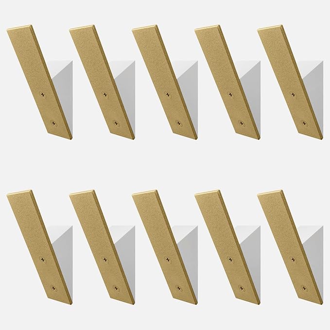 Homeforia Gold Wall Coat Hooks, High End White Wood & Gold Metal Wall Mounted by Homeforia