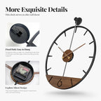 Cuspin Modern 24 Inch Wall Clock, Minimalist Wood and Metal Wall Decor Clock - Image 5
