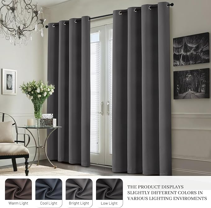 Yakamok 100% Blackout Curtain Panels 63 inches Cold and Light Blocking Drapes - Image 7