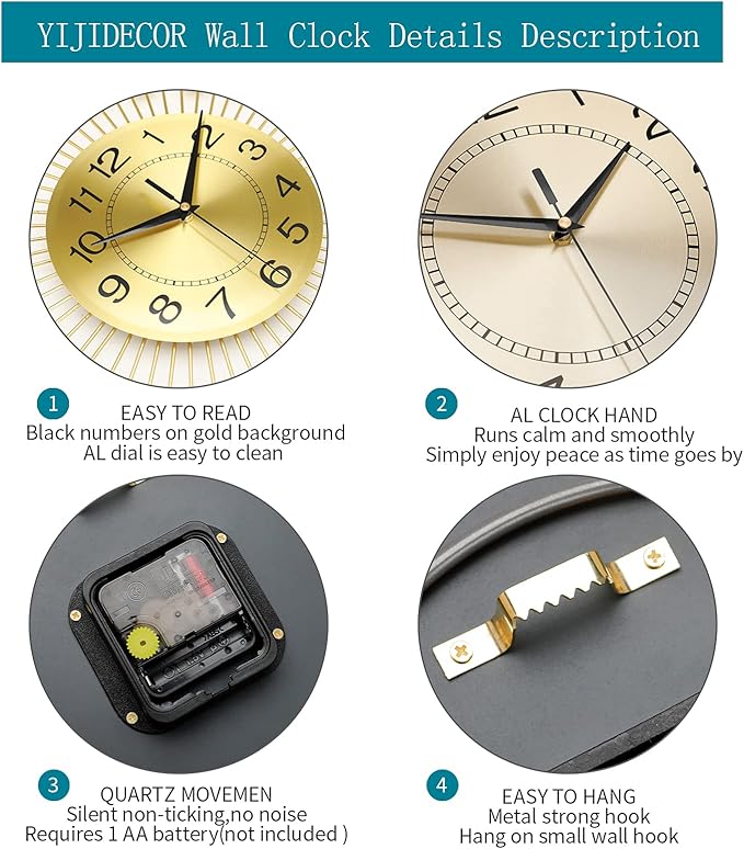 Large Wall Clocks for Living Room Decor Big Silent Wall Clock Battery Operated - Image 5